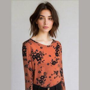 Joe Fresh Orange Floral Shirt - Size Large